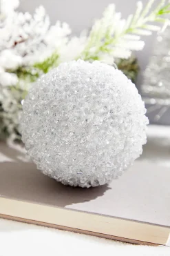 Decorator's Warehouse 4" Silver Crystal Ball Ornament > Christmas Ornaments|White Christmas