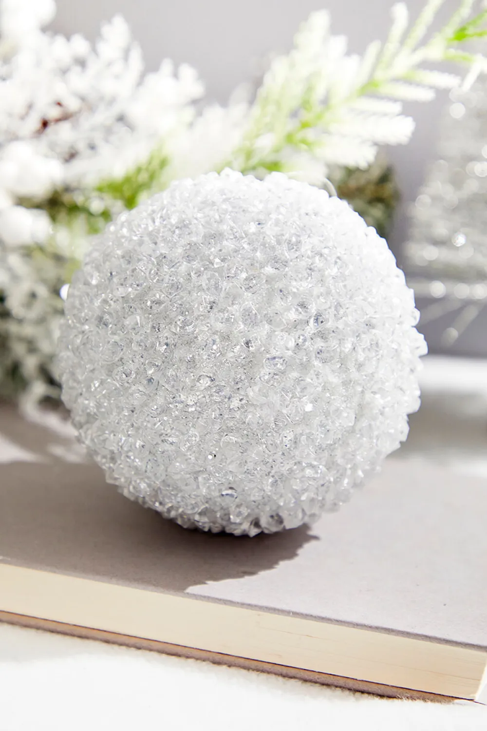 Decorator's Warehouse 4" Silver Crystal Ball Ornament > Christmas Ornaments|White Christmas