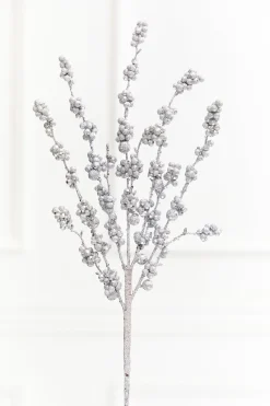 Decorator's Warehouse 26" Silver Glitter Berries Spray > White Christmas|2026 New Additions
