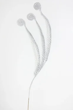 Decorator's Warehouse 50" Silver Glitter Curly Spray > White Christmas|2026 New Additions
