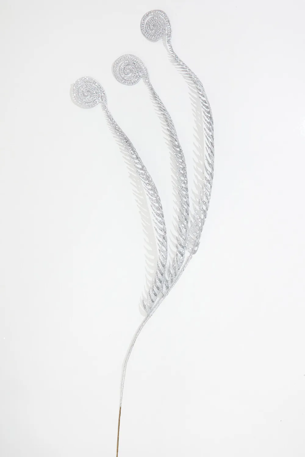 Decorator's Warehouse 50" Silver Glitter Curly Spray > White Christmas|2026 New Additions