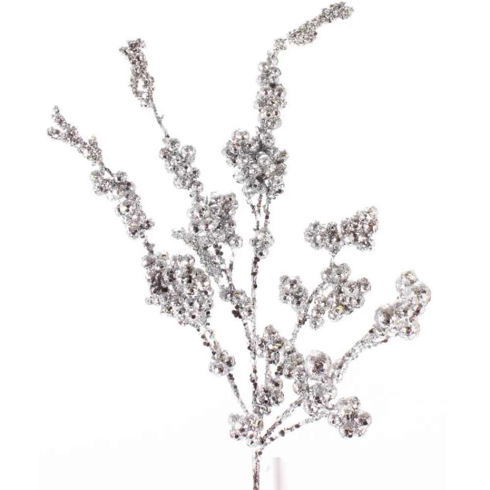 Decorator's Warehouse 18” Silver Glitter Dew Berry Spray > White Christmas|Christmas Sprays