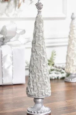 Decorator's Warehouse 19" Silver Gray Flocked Resin Tree > White Christmas|Tabletop & Accent Trees