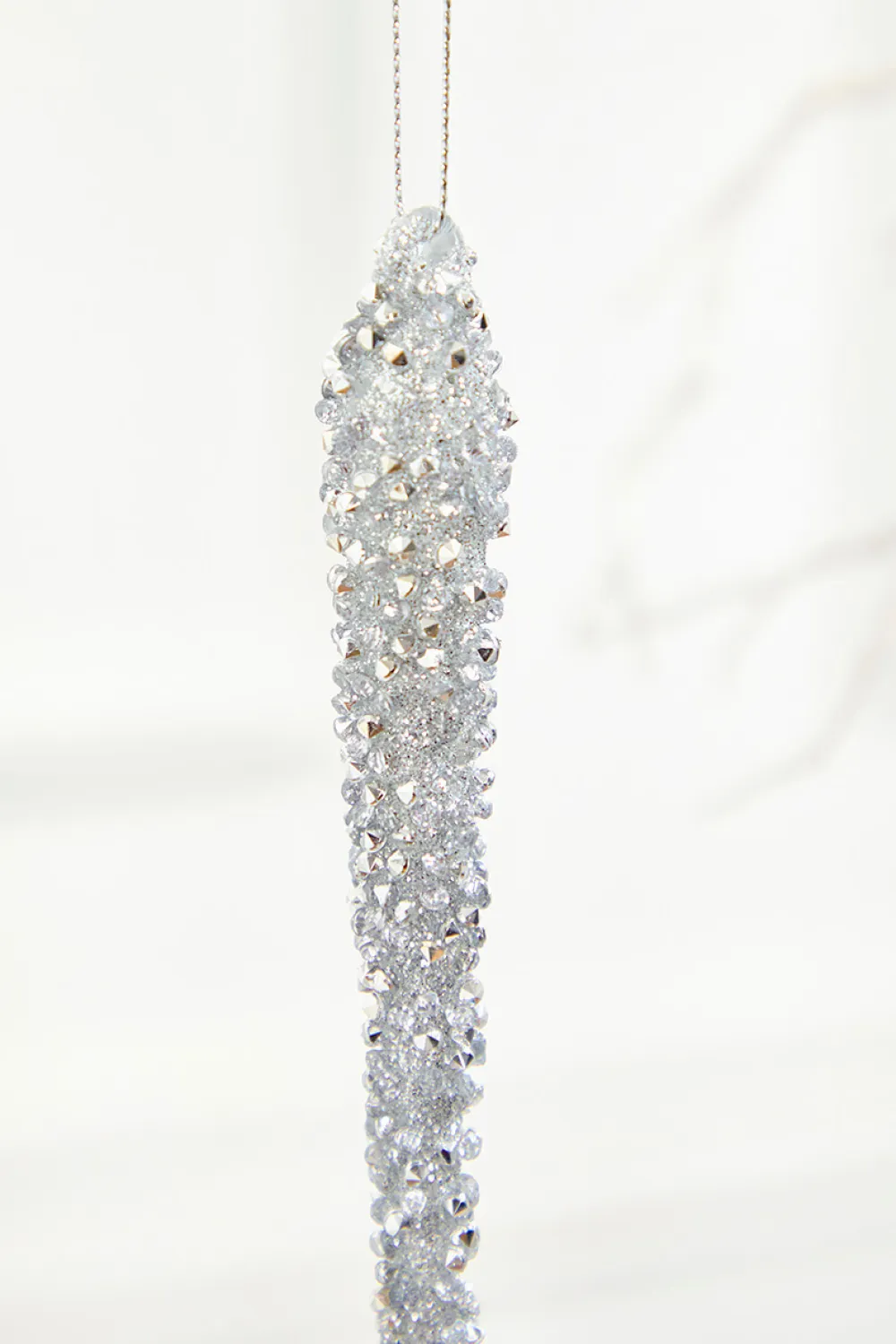 Decorator's Warehouse 10" Silver Icicle Glass Ornament > White Christmas|Christmas Decor