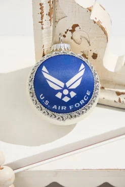 Decorator's Warehouse Silver Pearl 3 1/4" Ball with Silk Air Force Logo and Hymn > Christmas Ornaments|Christmas Ornaments