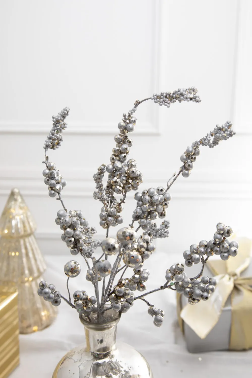 Decorator's Warehouse 18” Silver Platinum Dew Berry Christmas Spray > Christmas Sprays|Christmas Decor