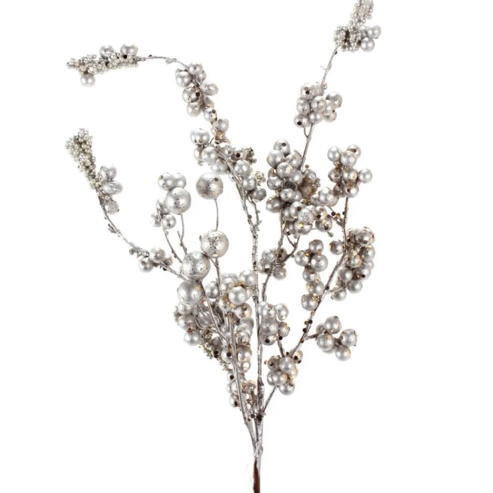 Decorator's Warehouse 18” Silver Platinum Dew Berry Christmas Spray > Christmas Sprays|Christmas Decor
