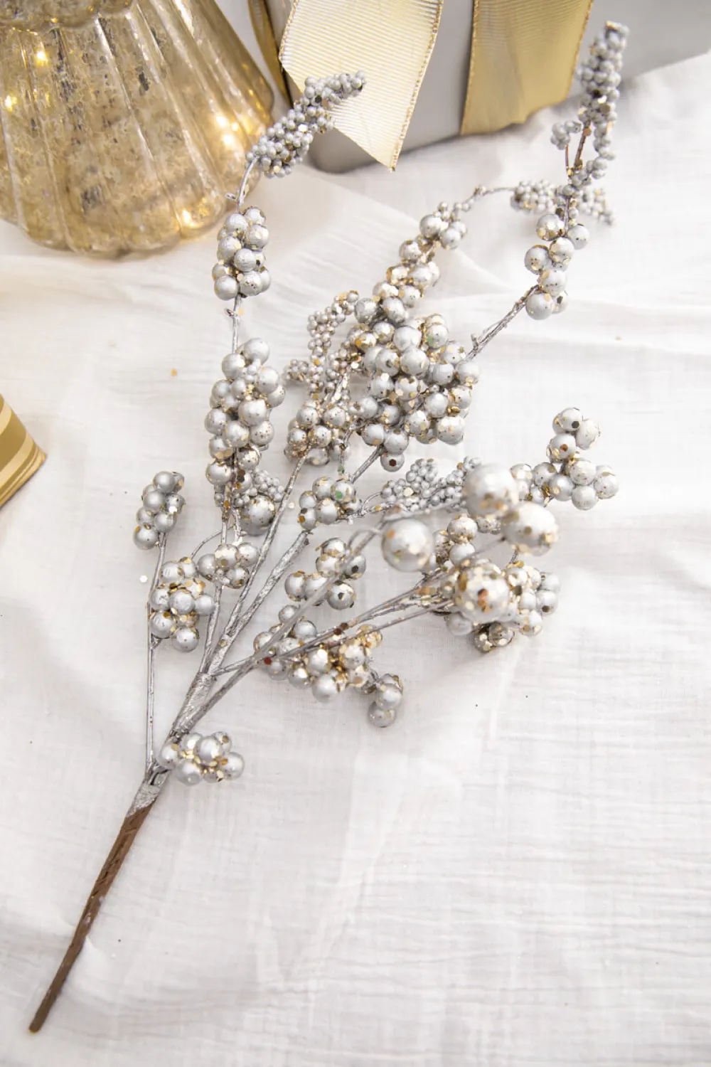 Decorator's Warehouse 18” Silver Platinum Dew Berry Christmas Spray > Christmas Sprays|Christmas Decor