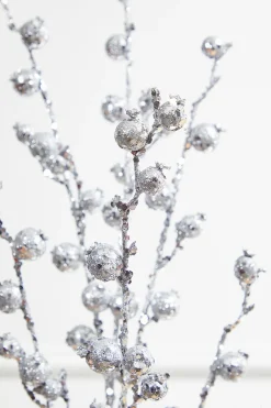 Decorator's Warehouse 30” Silver Pomegranate Glitter Spray > White Christmas|Christmas Decor