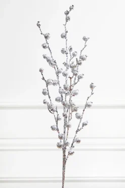 Decorator's Warehouse 30” Silver Pomegranate Glitter Spray > White Christmas|Christmas Decor