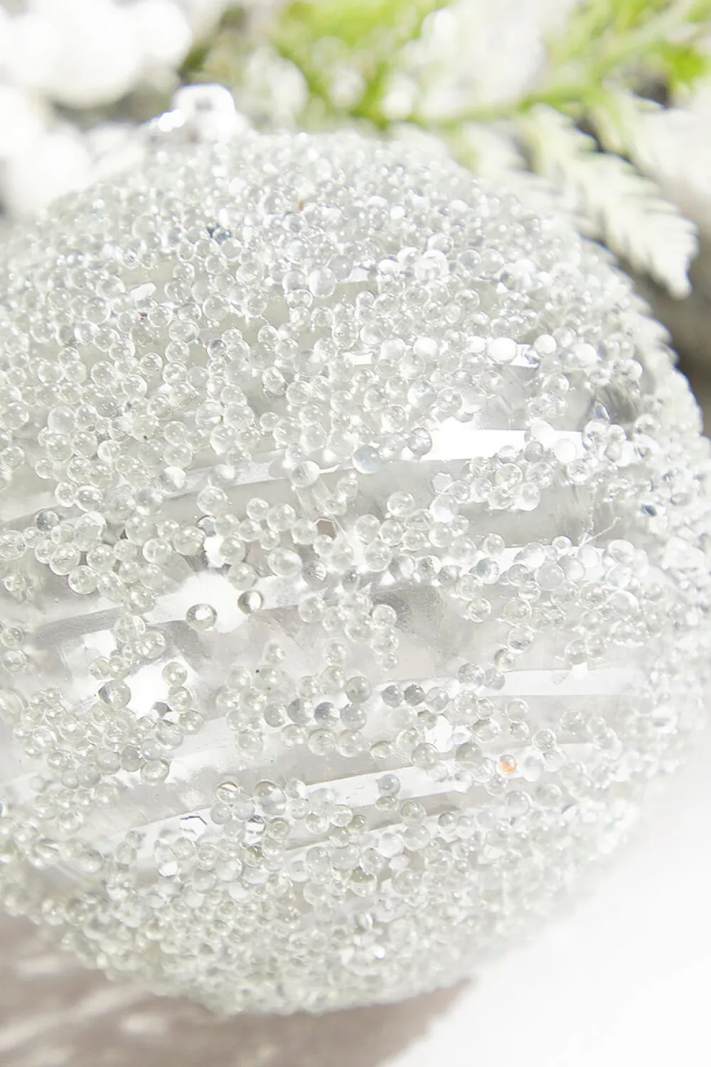 Decorator's Warehouse 4" Silver Sequin Iced Ball Ornament > White Christmas|Christmas Decor