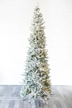 Decorator's Warehouse 9' Snowcrest Pencil Pine Artificial Christmas Tree with 700 Color-Changing Lights > 9 Feet|Christmas Decor