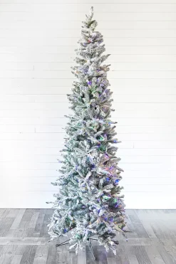 Decorator's Warehouse 9' Snowcrest Pencil Pine Artificial Christmas Tree with 700 Color-Changing Lights > 9 Feet|Christmas Decor