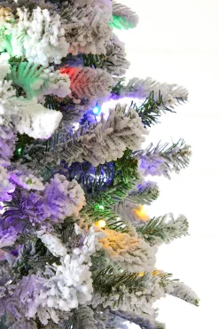 Decorator's Warehouse 9' Snowcrest Pencil Pine Artificial Christmas Tree with 700 Color-Changing Lights > 9 Feet|Christmas Decor