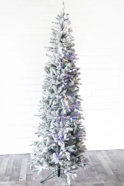 Decorator's Warehouse 7.5' Snowcrest Pencil Pine Artificial Christmas Tree with 500 Color-Changing Lights > Christmas Decor|Flocked Or White