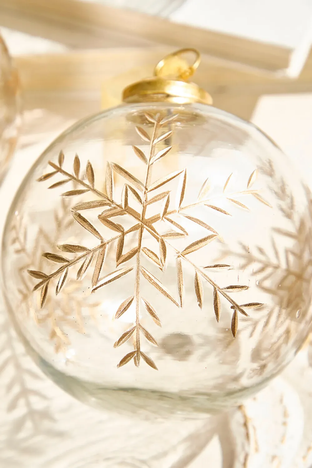 Decorator's Warehouse 5" Snowflake Glass Ornament- > Christmas Decor|Merry & Bright