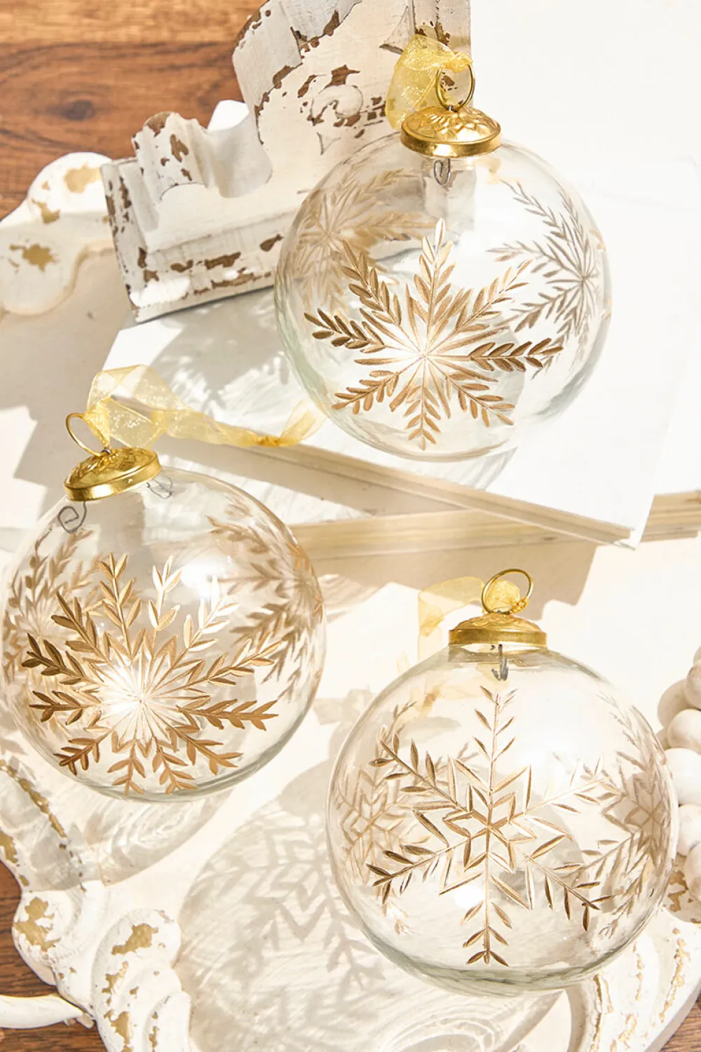Decorator's Warehouse 5" Snowflake Glass Ornament- > Christmas Decor|Merry & Bright