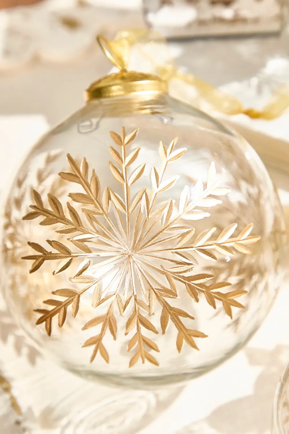 Decorator's Warehouse 5" Snowflake Glass Ornament- > Christmas Decor|Merry & Bright