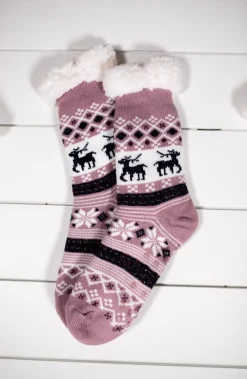 Decorator's Warehouse Snowflake Sparkle Deer Thermal Slipper Socks with Non-Slip Grippers > Fun Gifts|Christmas Decor
