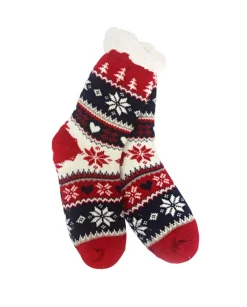 Decorator's Warehouse Snowflake, Tree & Heart Knit Thermal Slipper Socks with Non-Slip Grippers > Fun Gifts|Christmas Decor