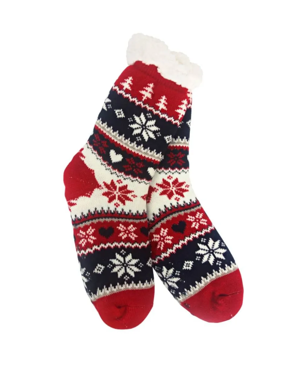 Decorator's Warehouse Snowflake, Tree & Heart Knit Thermal Slipper Socks with Non-Slip Grippers > Fun Gifts|Christmas Decor