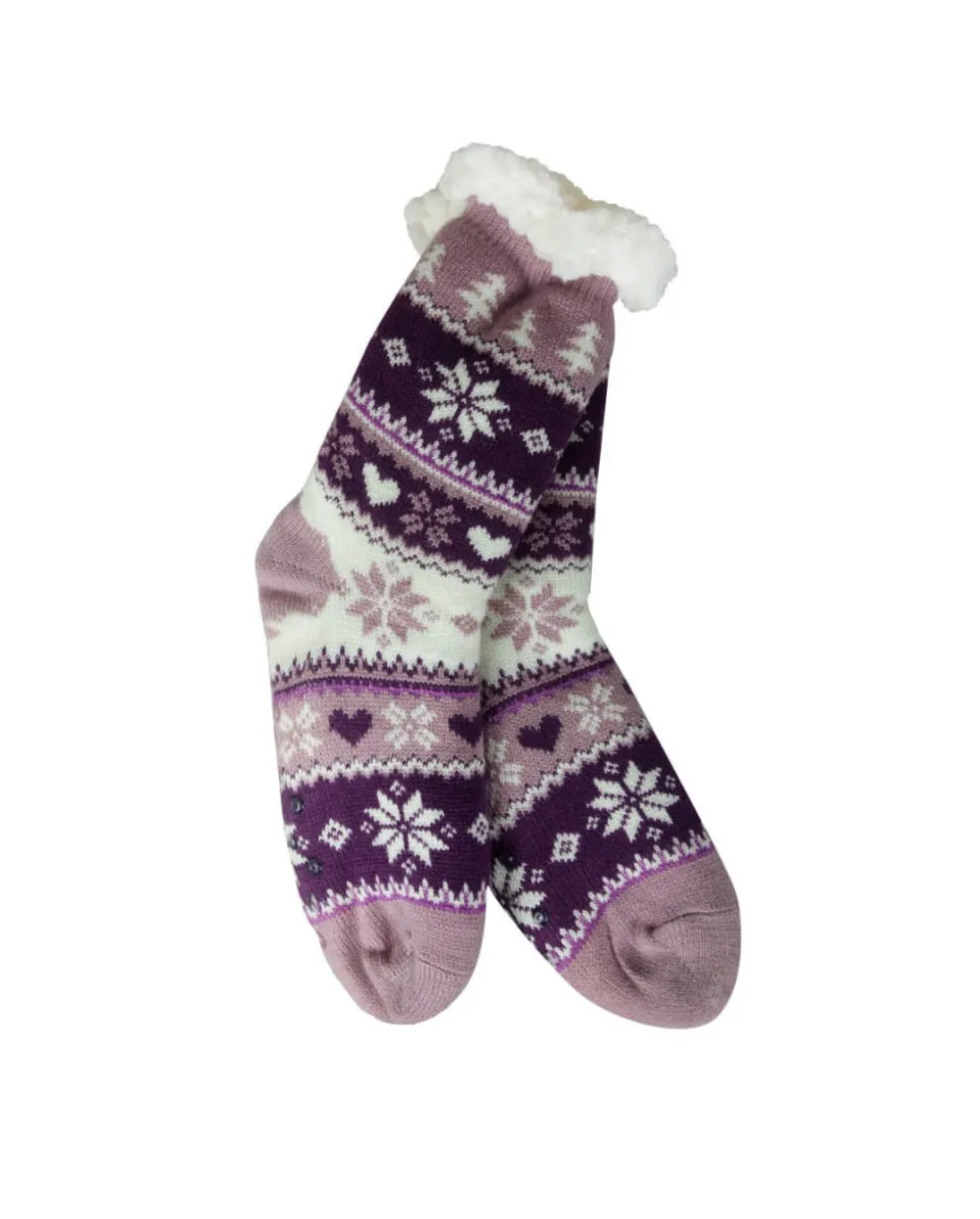 Decorator's Warehouse Snowflake, Tree & Heart Knit Thermal Slipper Socks with Non-Slip Grippers > Fun Gifts|Christmas Decor