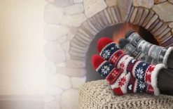 Decorator's Warehouse Snowflake, Tree & Heart Knit Thermal Slipper Socks with Non-Slip Grippers > Fun Gifts|Christmas Decor