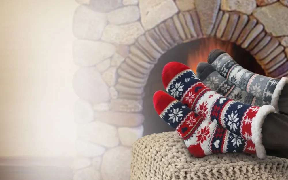 Decorator's Warehouse Snowflake, Tree & Heart Knit Thermal Slipper Socks with Non-Slip Grippers > Fun Gifts|Christmas Decor