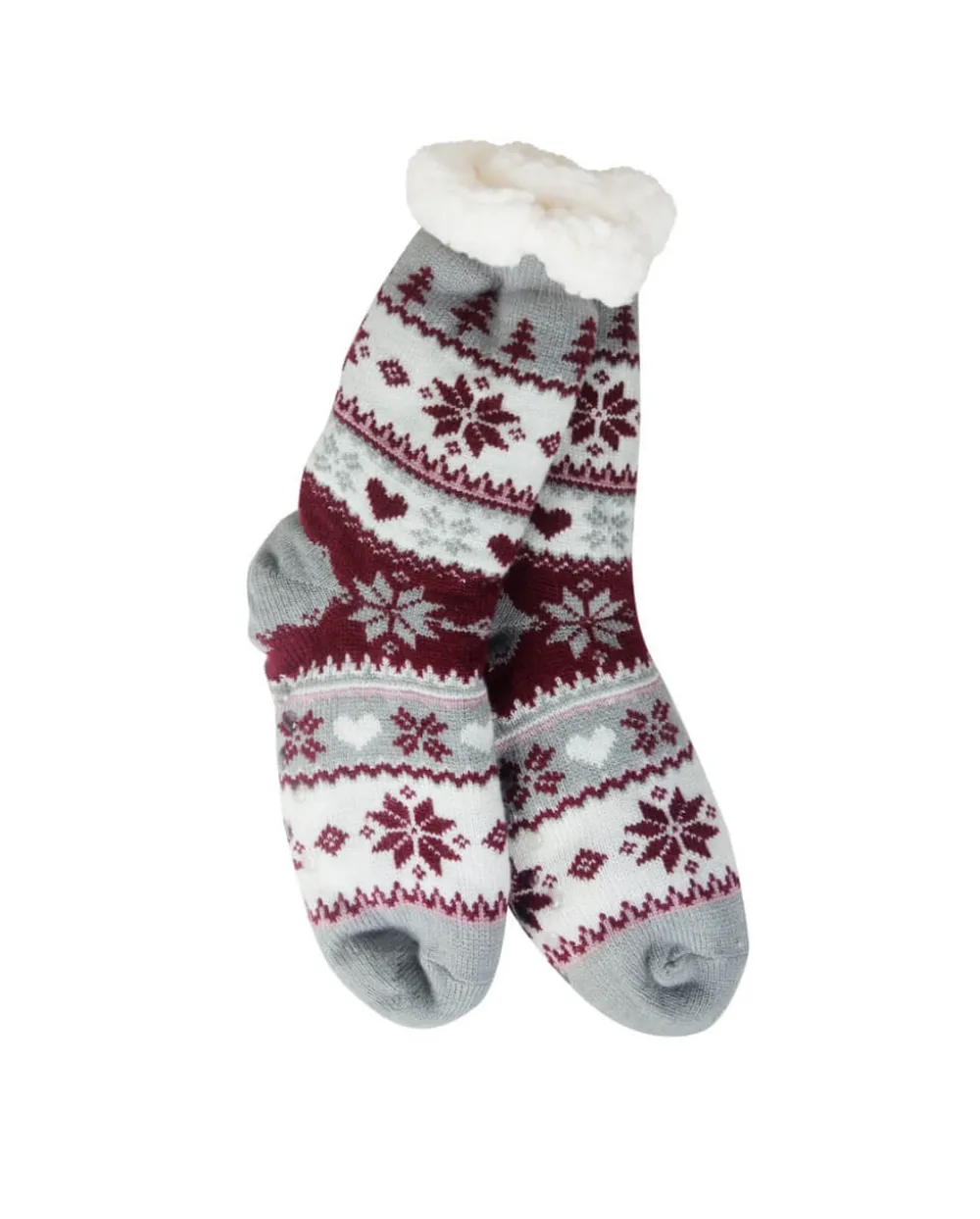 Decorator's Warehouse Snowflake, Tree & Heart Knit Thermal Slipper Socks with Non-Slip Grippers > Fun Gifts|Christmas Decor
