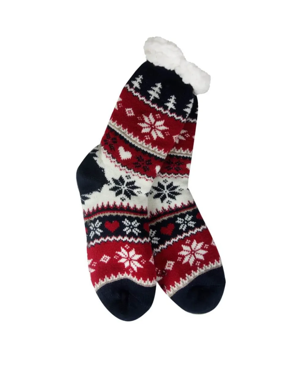 Decorator's Warehouse Snowflake, Tree & Heart Knit Thermal Slipper Socks with Non-Slip Grippers > Fun Gifts|Christmas Decor