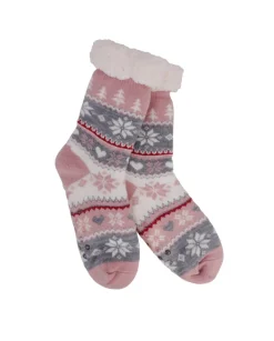Decorator's Warehouse Snowflake, Tree & Heart Knit Thermal Slipper Socks with Non-Slip Grippers > Fun Gifts|Christmas Decor