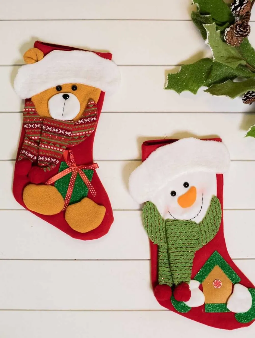 Decorator's Warehouse 20” Snowman and Bear Stocking > Christmas Textiles|Christmas Sale