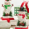 Decorator's Warehouse 8.25" Snowman Stocking Holder with Pine And Berry Accent > Farmhouse|Christmas Accents