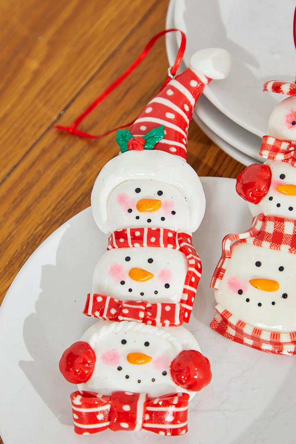 Decorator's Warehouse 6" Snowman with Plaid or Polka Dot Hat Resin Ornament > Christmas Ornaments|Christmas Ornaments