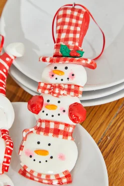 Decorator's Warehouse 6" Snowman with Plaid or Polka Dot Hat Resin Ornament > Christmas Ornaments|Christmas Ornaments