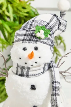 Decorator's Warehouse 12" Snowman with Stocking Cap - Red / Black > Christmas Decor|Christmas Accents