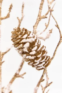 Decorator's Warehouse 36" Snowy Golden Pinecone Spray > Christmas Sprays|Christmas Decor