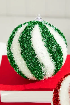 Decorator's Warehouse 4.5" Sparkle Swirl Candy Cane Ball Ornament > Christmas Ornaments|Christmas Decor