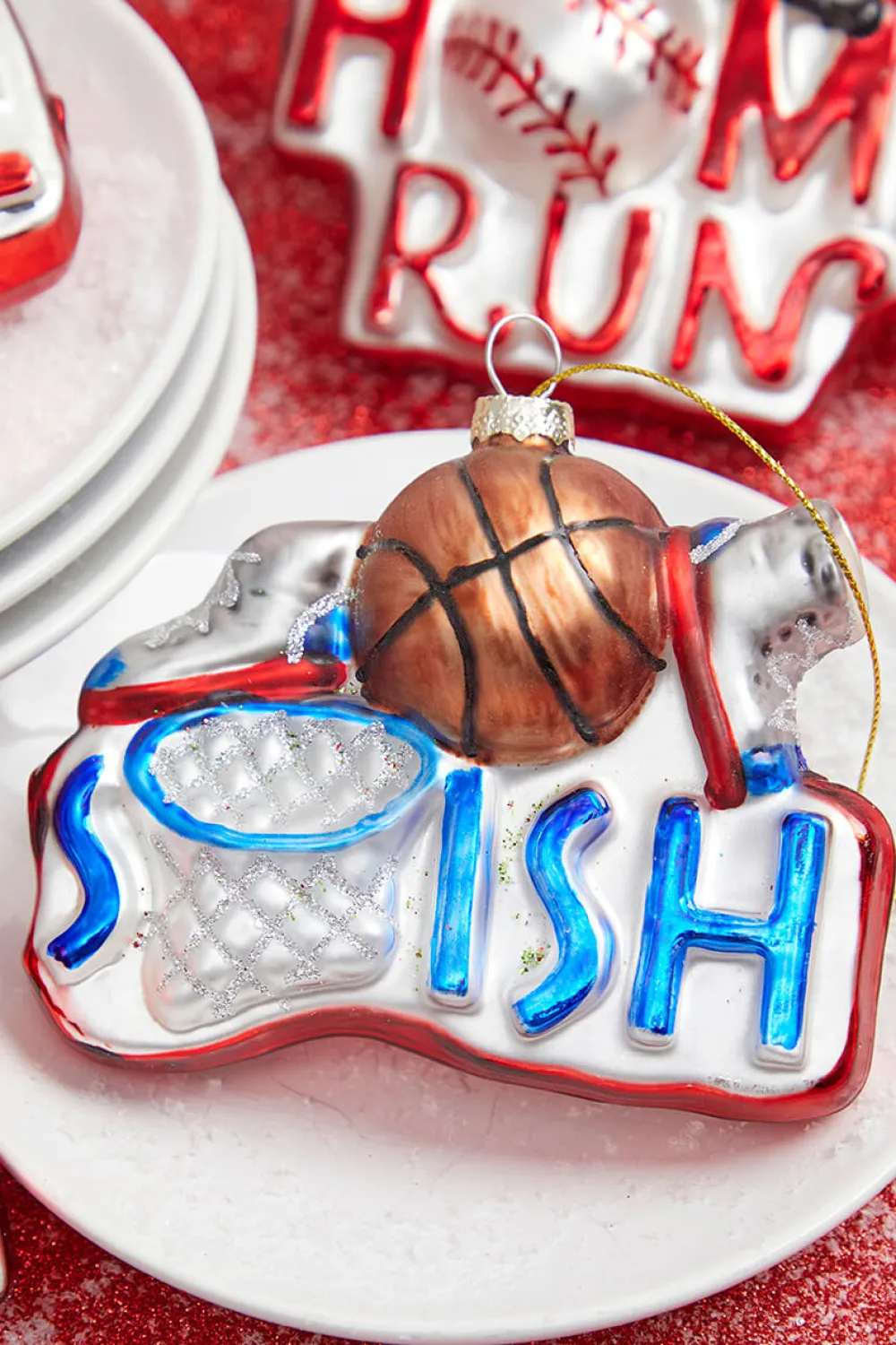 Decorator's Warehouse 4” Sports Ball Glass Ornament - Basketball > Christmas Decor|Personalized