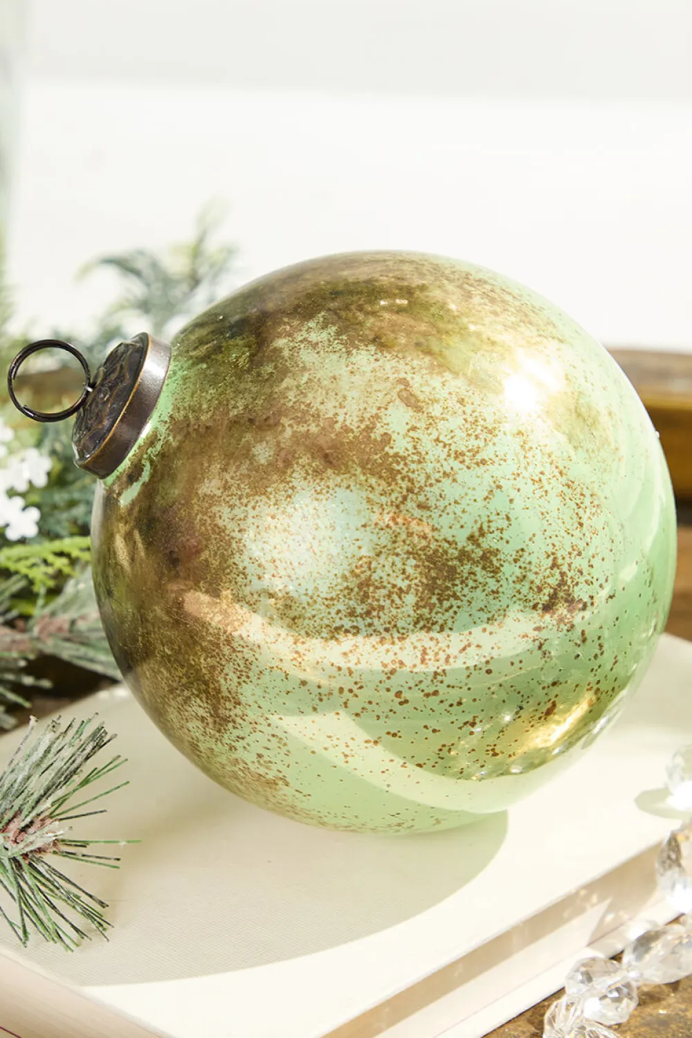 Decorator's Warehouse 5" Spruce Antique Finished Glass Ball Ornament > Christmas Decor|Christmas Ornaments