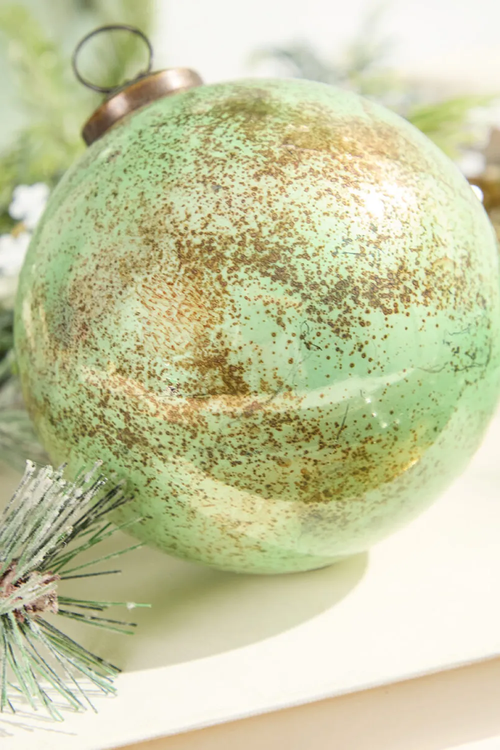 Decorator's Warehouse 4" Spruce Antique Finished Glass Ball Ornament > Christmas Decor|Christmas Ornaments