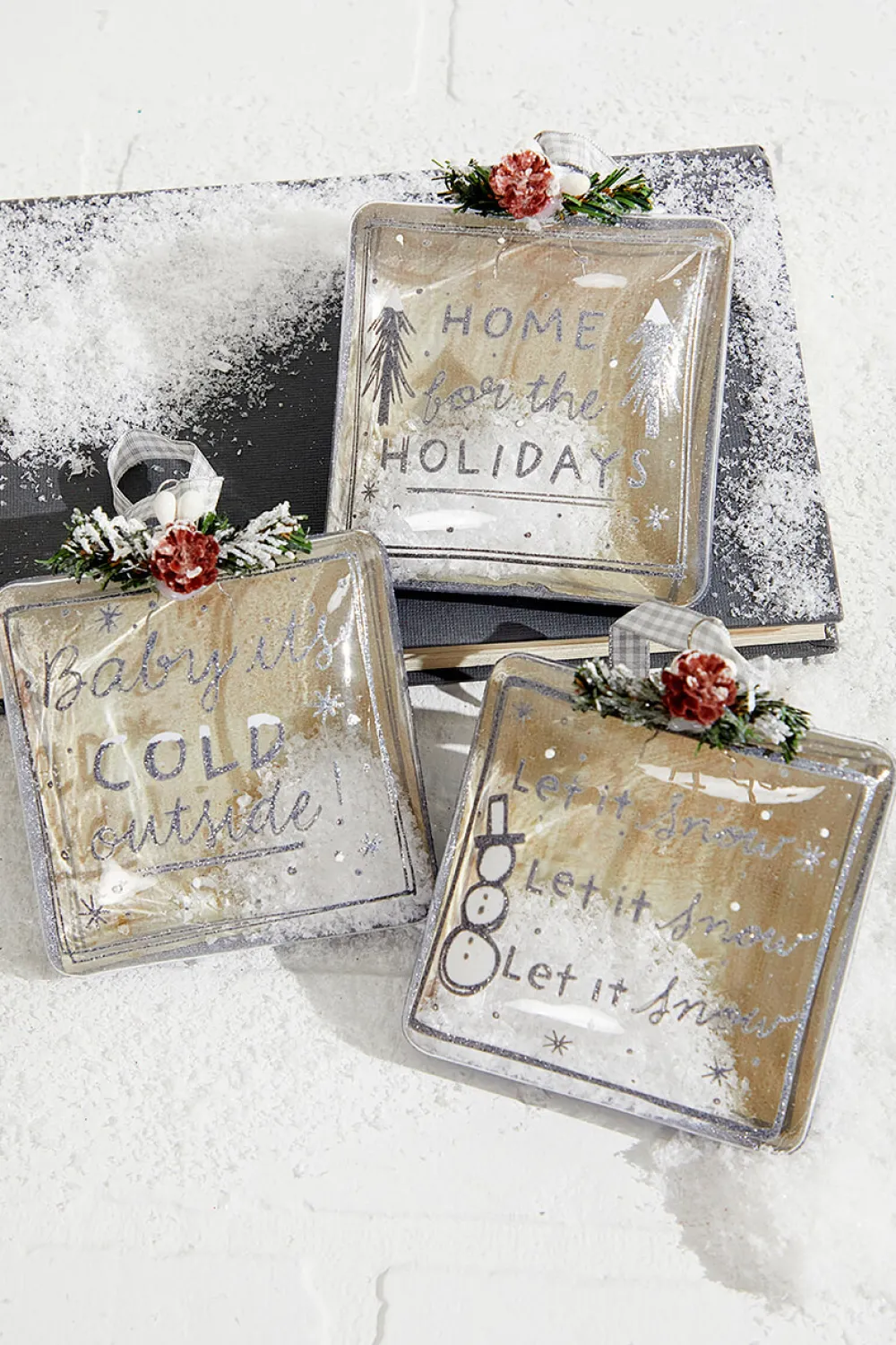 Decorator's Warehouse 4" Square Text Glass Ornament > Christmas Sale|Christmas Decor