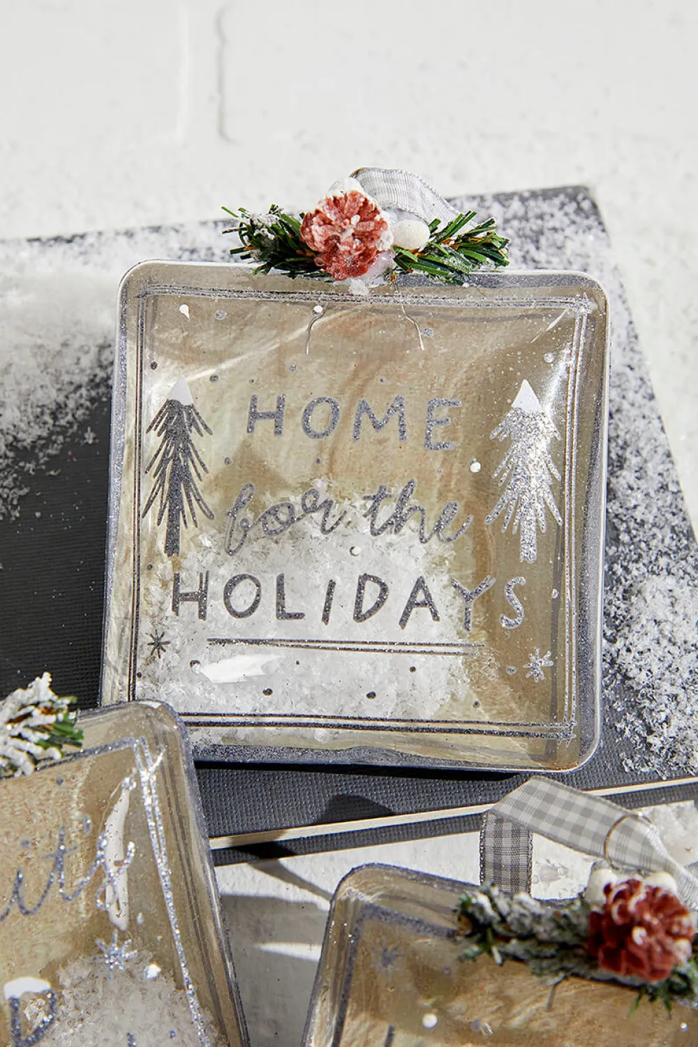 Decorator's Warehouse 4" Square Text Glass Ornament > Christmas Sale|Christmas Decor