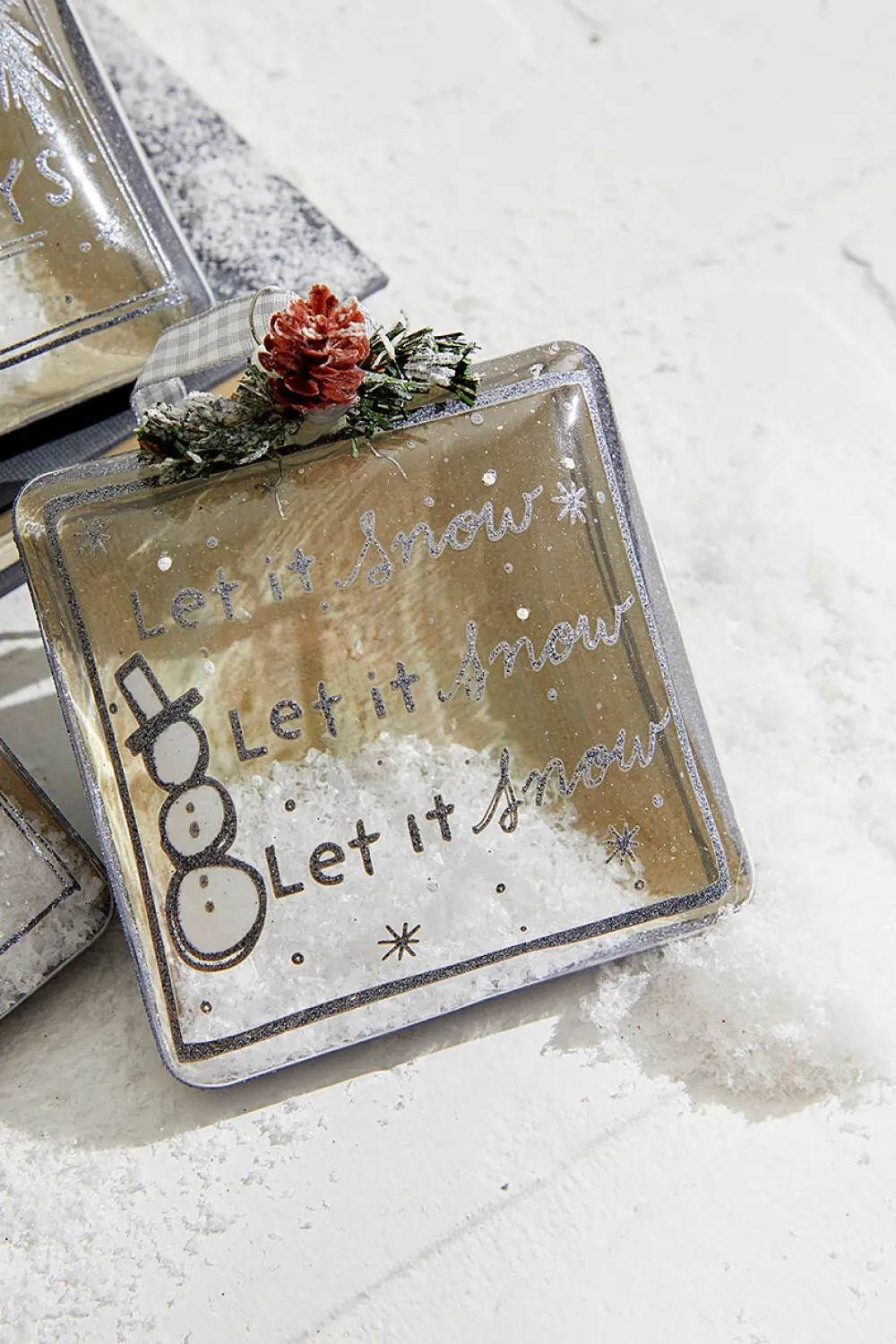 Decorator's Warehouse 4" Square Text Glass Ornament > Christmas Sale|Christmas Decor
