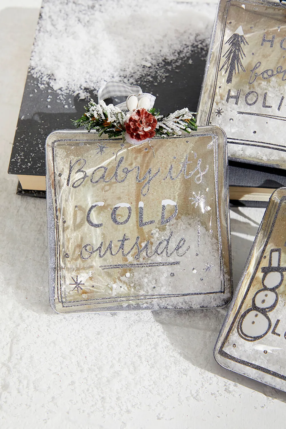 Decorator's Warehouse 4" Square Text Glass Ornament > Christmas Sale|Christmas Decor