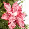 Decorator's Warehouse 24” Striped Poinsettia Christmas Tree Flower > Believe|Christmas Flowers