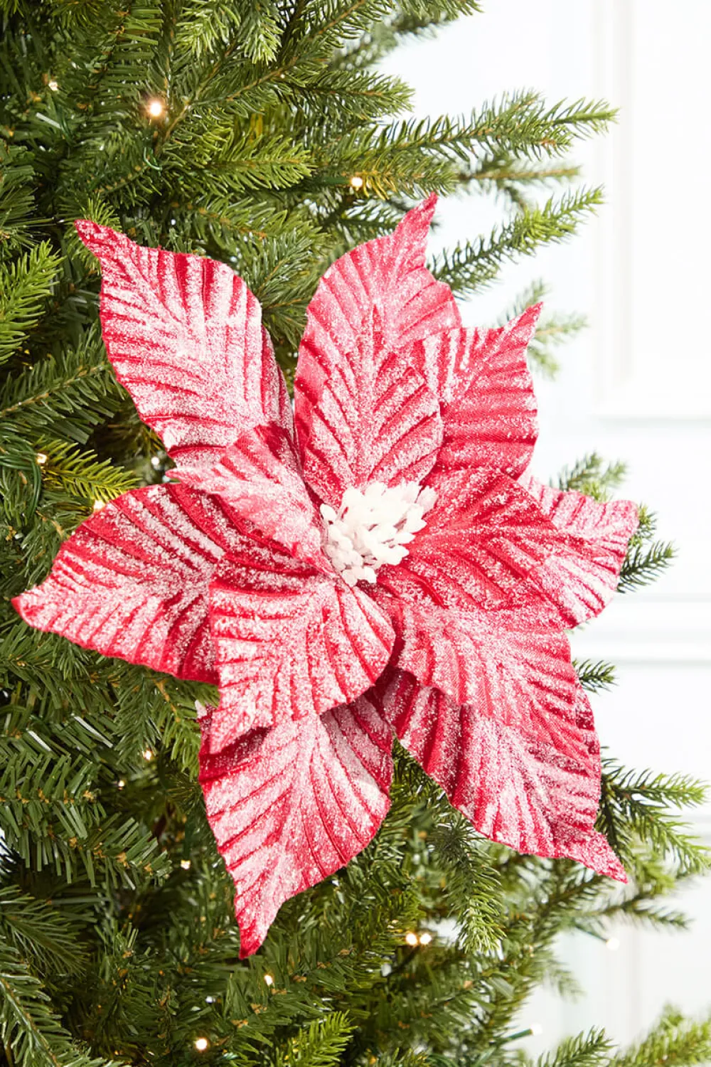 Decorator's Warehouse 24” Striped Poinsettia Christmas Tree Flower > Believe|Christmas Flowers