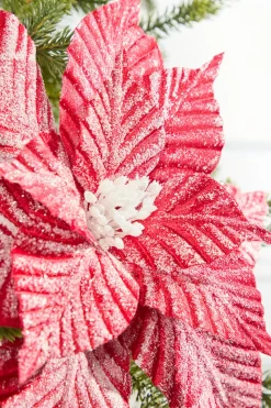 Decorator's Warehouse 24” Striped Poinsettia Christmas Tree Flower > Believe|Christmas Flowers