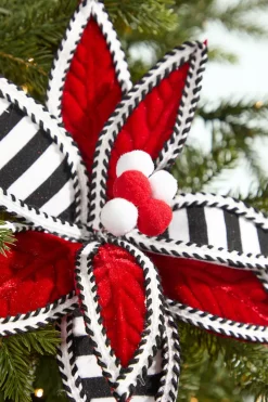 Decorator's Warehouse 22" Stripe Poinsettia Stem > Christmas Decor|Nutcracker