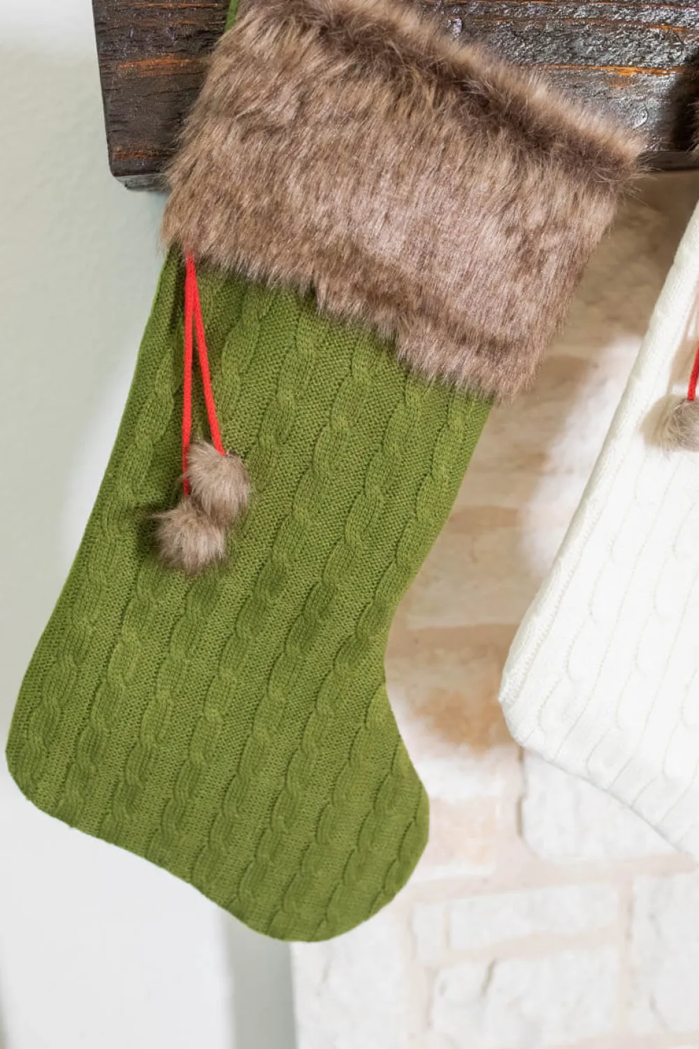 Decorator's Warehouse 22" Sweater Knit Stocking w/ Faux Fur Cuff > Christmas Textiles|Christmas Decor